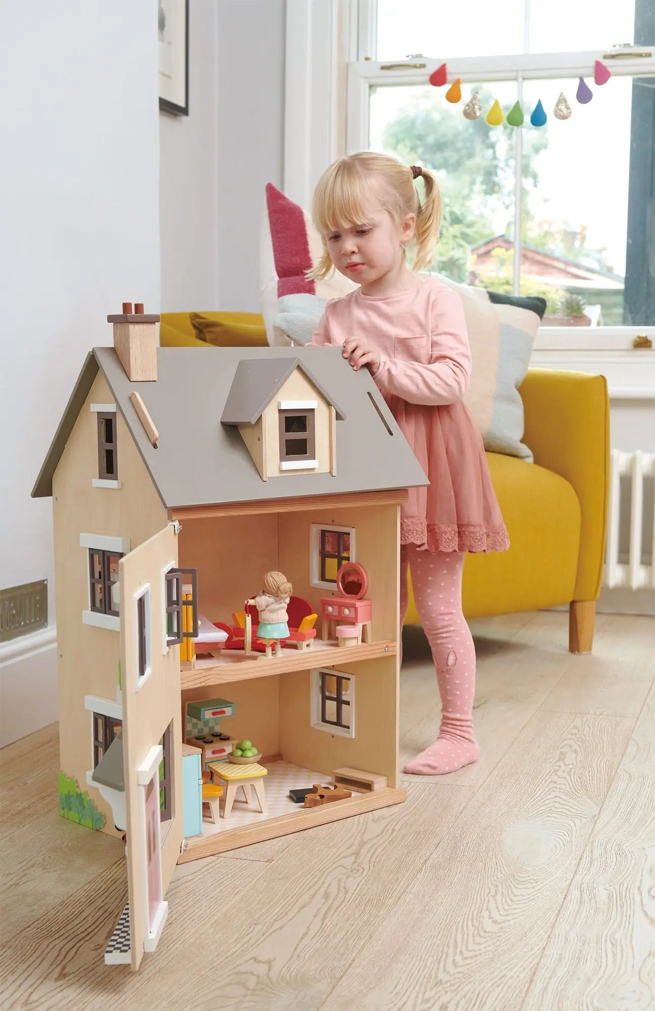 Foxtail Villa Town-Style Doll House - Grey Tender Leaf Toys