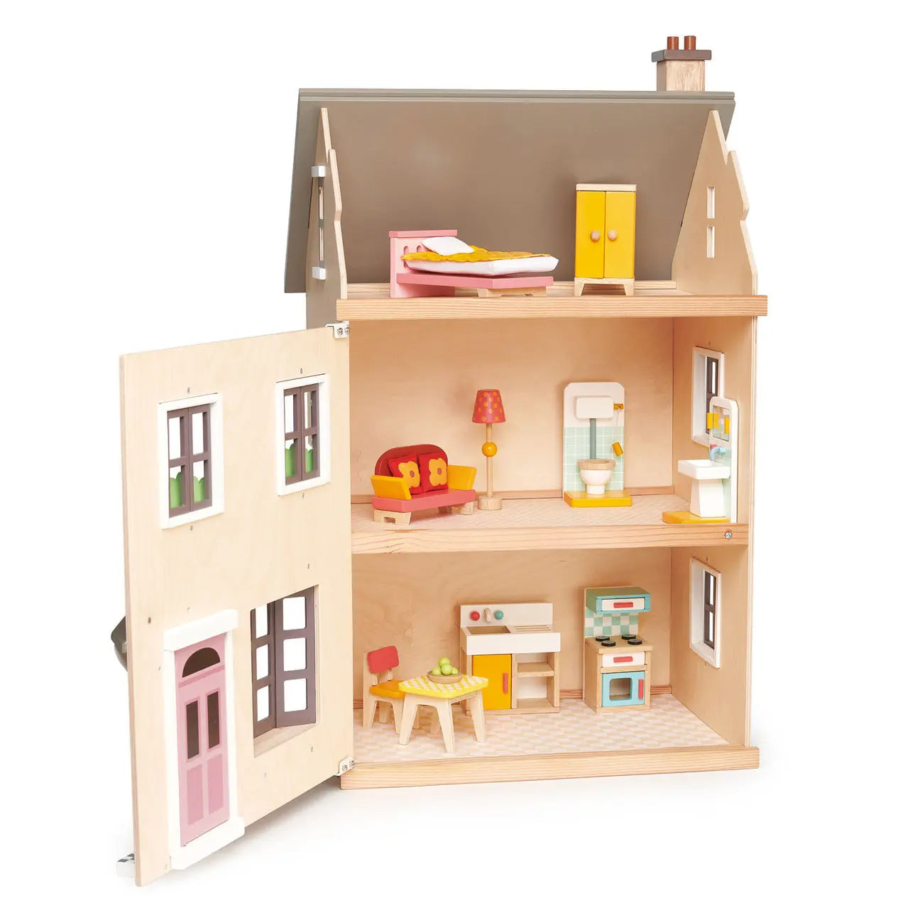 Foxtail Villa Town-Style Doll House - Grey Tender Leaf Toys