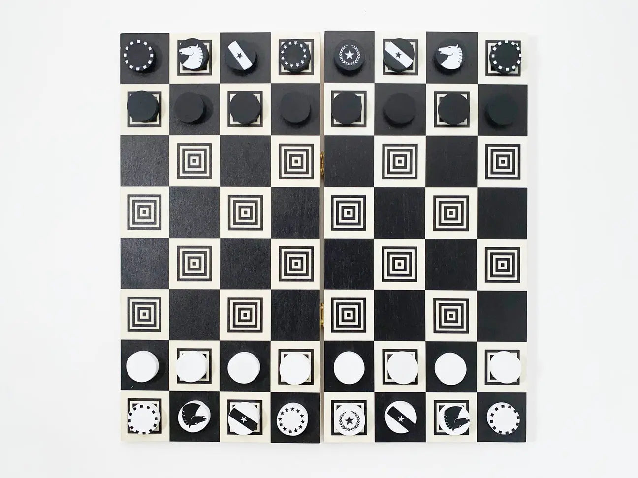 Natural/Black Chess Board Game, 24 Playing Pieces  Fredericks and Mae   