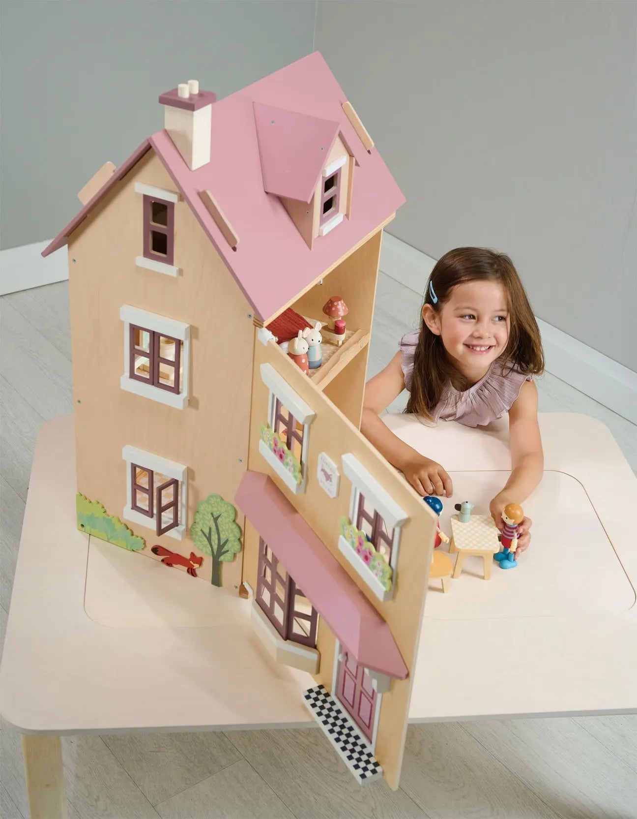 Foxtail Villa Town-Style Doll House - Pink Tender Leaf Toys