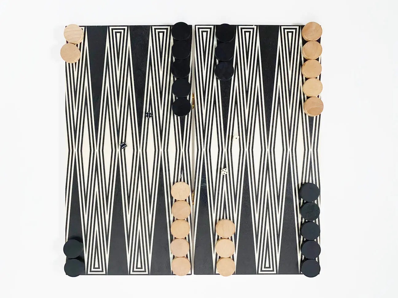 Backgammon Board Game - Natural and Black, 30 Playing Pieces  Fredericks and Mae   