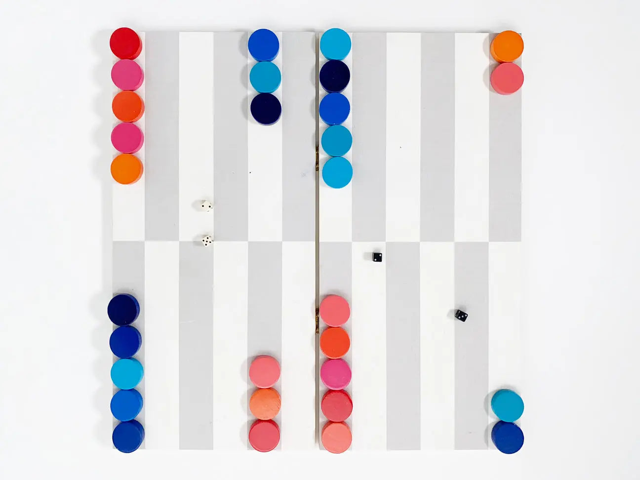 Backgammon Board Game, Multicolor Design, Complete Set with 30 Playing Pieces  Fredericks and Mae   