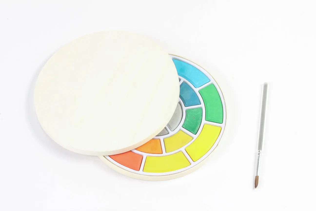 Watercolor Set in Wooden Box with Brush, Mixing Lid included. Perfect Gift for Artists  Fredericks and Mae   