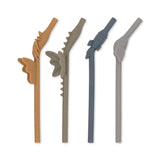 4 Pack Silicone Mix Shaped Straw  Konges Sløjd Stone Mix  