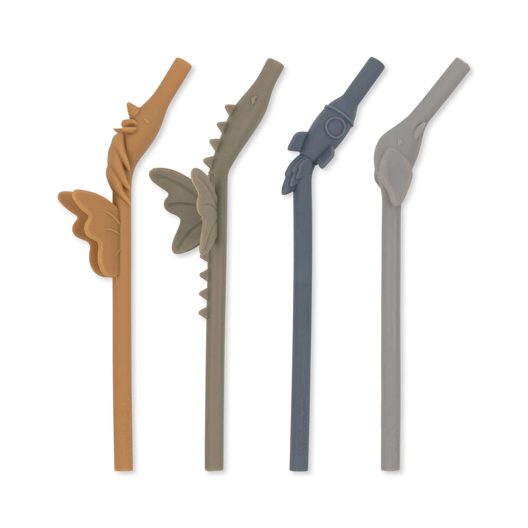 4 Pack Silicone Mix Shaped Straw  Konges Sløjd Stone Mix  