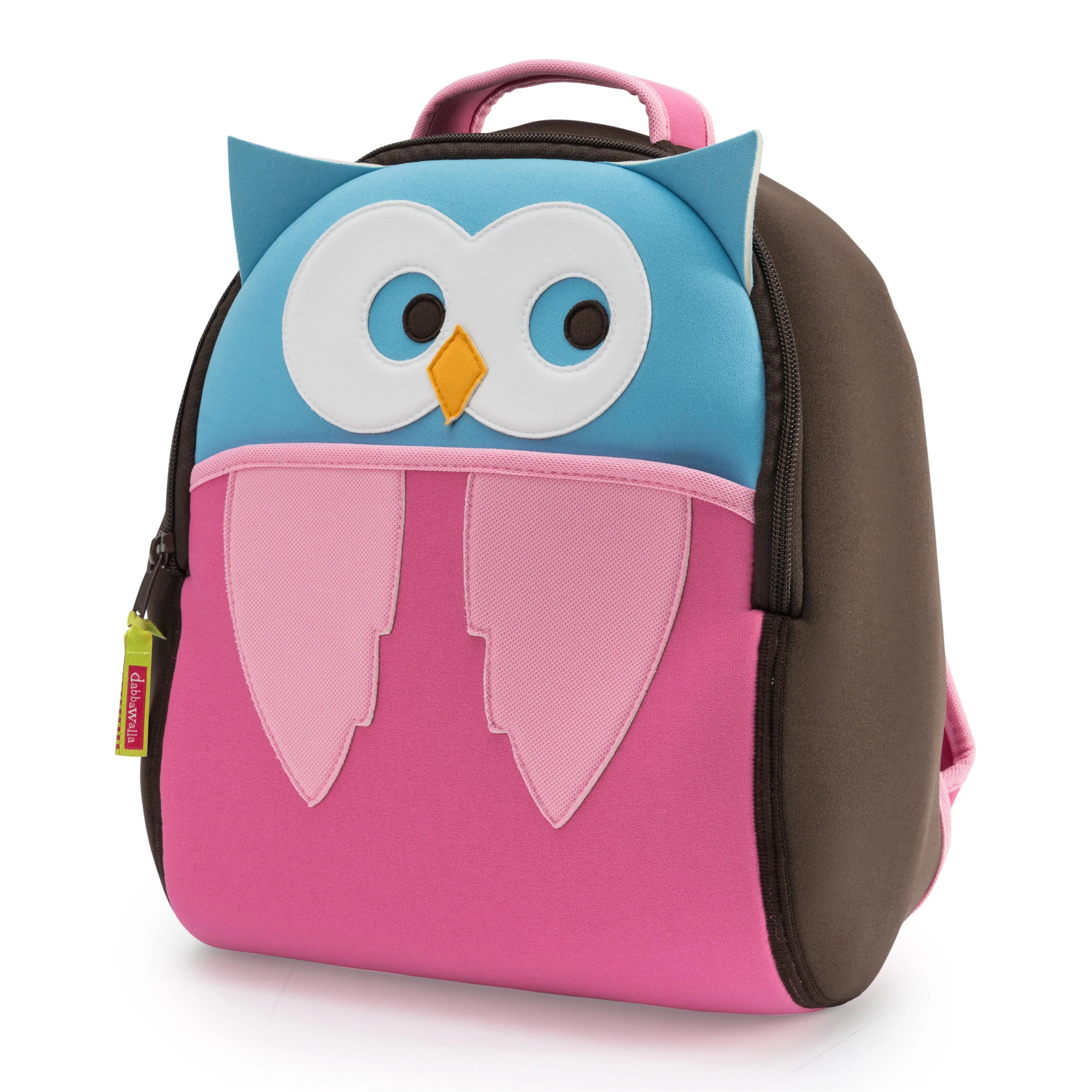 Hoot Owl kids Backpack, Brown and Pink, Size 3-6Y,Safety Harnes Preschool Backpack Dabbawalla   