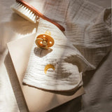 Crinkled Texture, Burp Cloth, Bib Holder, Pacifier Attachment, Elastic Loop  an.nur   