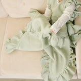 Olive Ruffle Blanket, Cozy and Stylish, Perfect for Long Car Rides, South Korean Made  Bloomere   