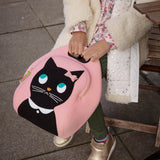 Miss Kitty Lunch Bag - Pink and Black, Insulated Neoprene Lunch Tote Lunch Bag Dabbawalla   