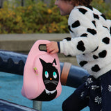 Miss Kitty Lunch Bag - Pink and Black, Insulated Neoprene Lunch Tote Lunch Bag Dabbawalla   