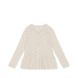 Pointelle Knit Cardigan - Creme, Frilled Hem, Organic Cotton, Cozy Sweater  Konges Sløjd   