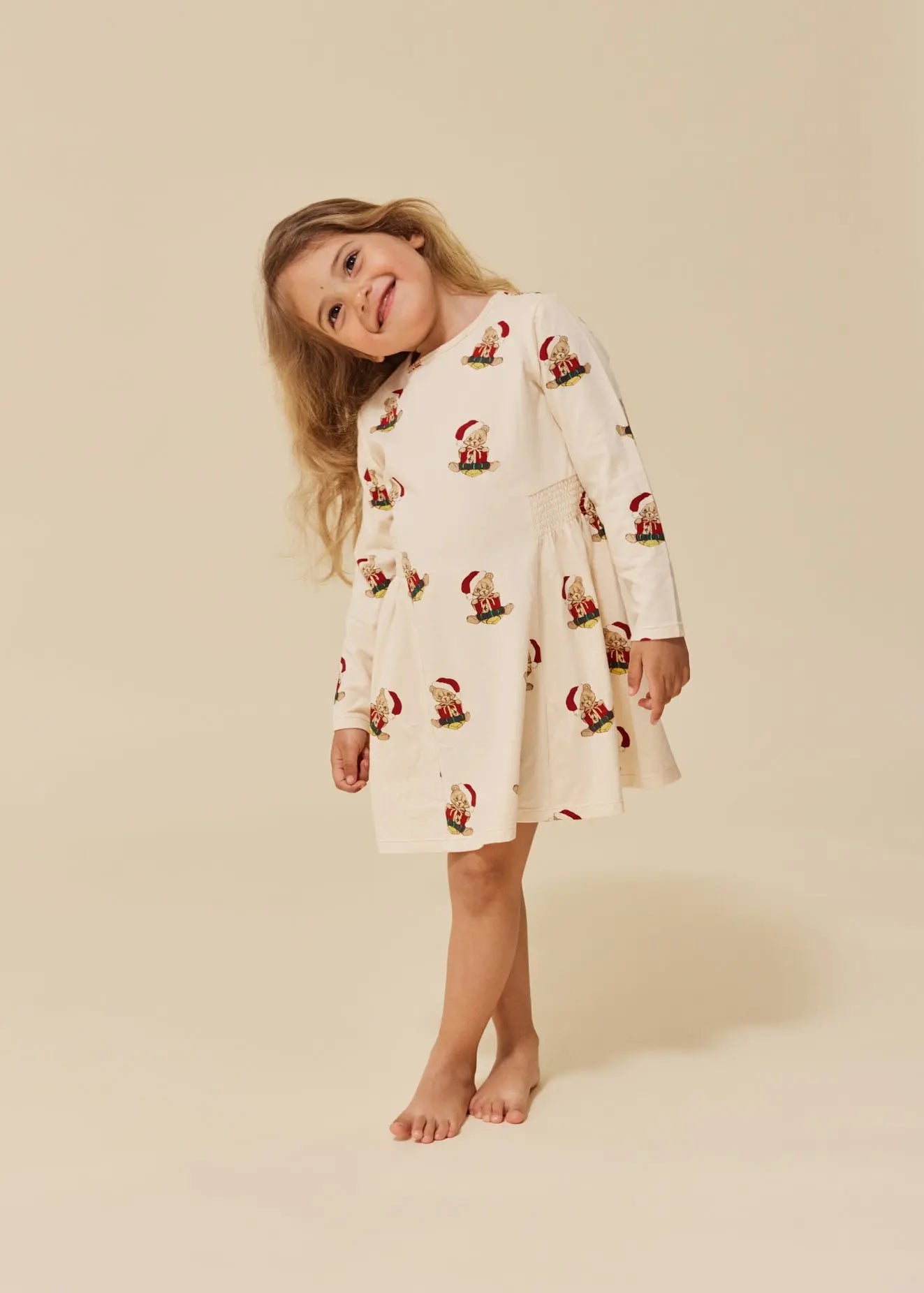 Teddy Basic Christmas Girl Dress Gots  Konges Sløjd Christmas Teddy 86cm/18M 