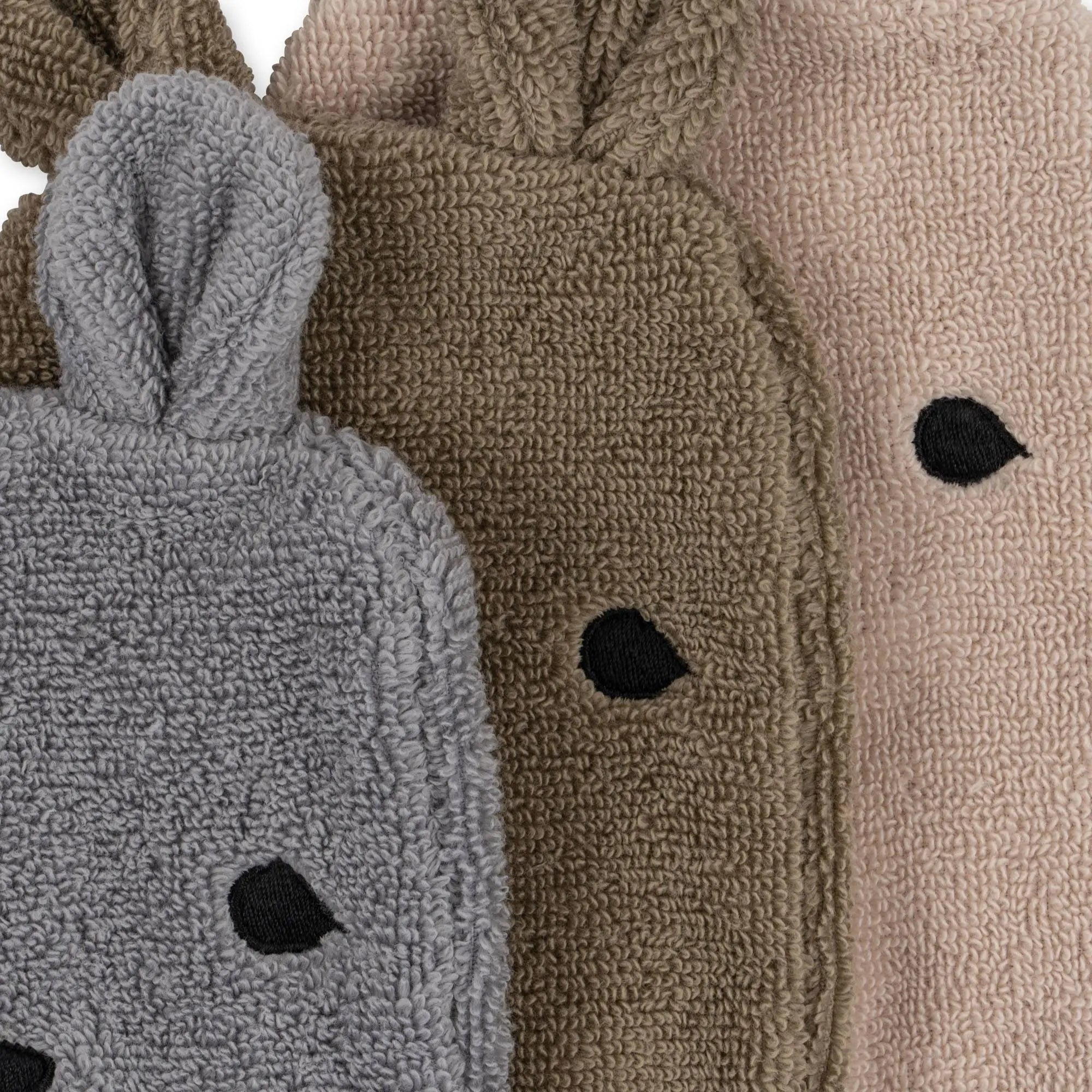 Kids Washcloth Set, Cute Bear Designs, 3-Pack, Fun Bath Time, Playful Animal Shapes  Konges Sløjd   