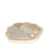 Clam Shaped Wood Puzzle, Sea Animals Jigsaw Puzzle, Educational Toy for Kids, Ocean Theme  Konges Sløjd   