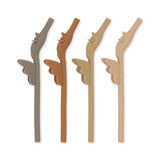 4-Pack Silicone Straws with Whimsical Unicorn Charm, Dishwasher and Microwave Safe  Konges Sløjd   