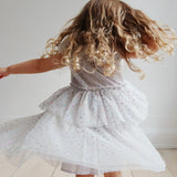 Fairy Dress With Frill Details, Two-Tier, Rounded Collar, Soft Cotton Inside Layer, Crisp Tulle Outer Layers  Konges Sløjd   