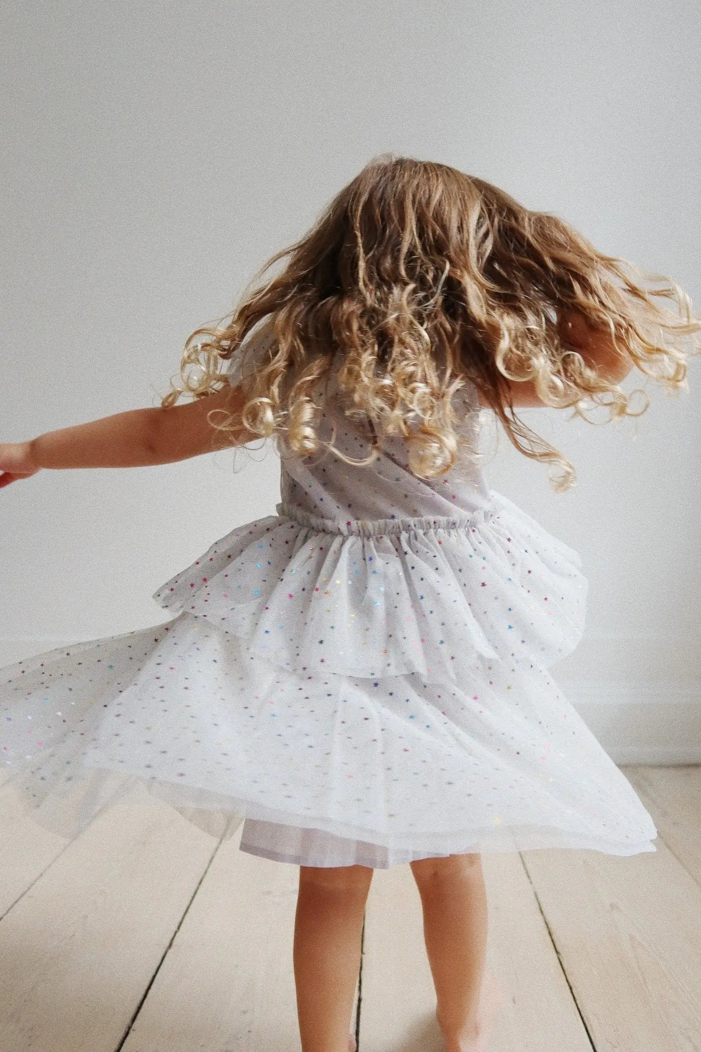 Fairy Dress With Frill Details, Two-Tier, Rounded Collar, Soft Cotton Inside Layer, Crisp Tulle Outer Layers  Konges Sløjd   