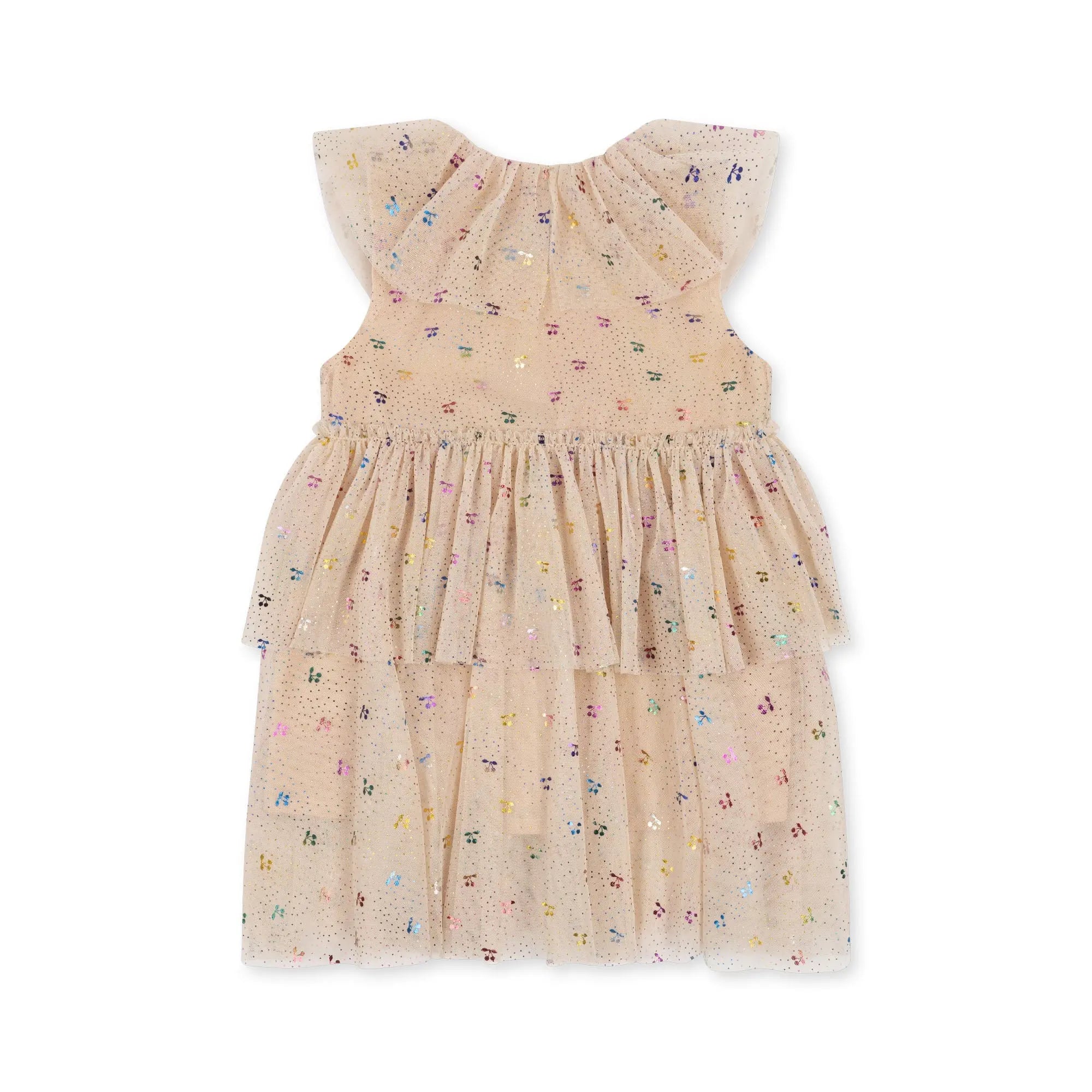 Fairy Dress With Frill Details, Two-Tier, Rounded Collar, Soft Cotton Inside Layer, Crisp Tulle Outer Layers  Konges Sløjd   