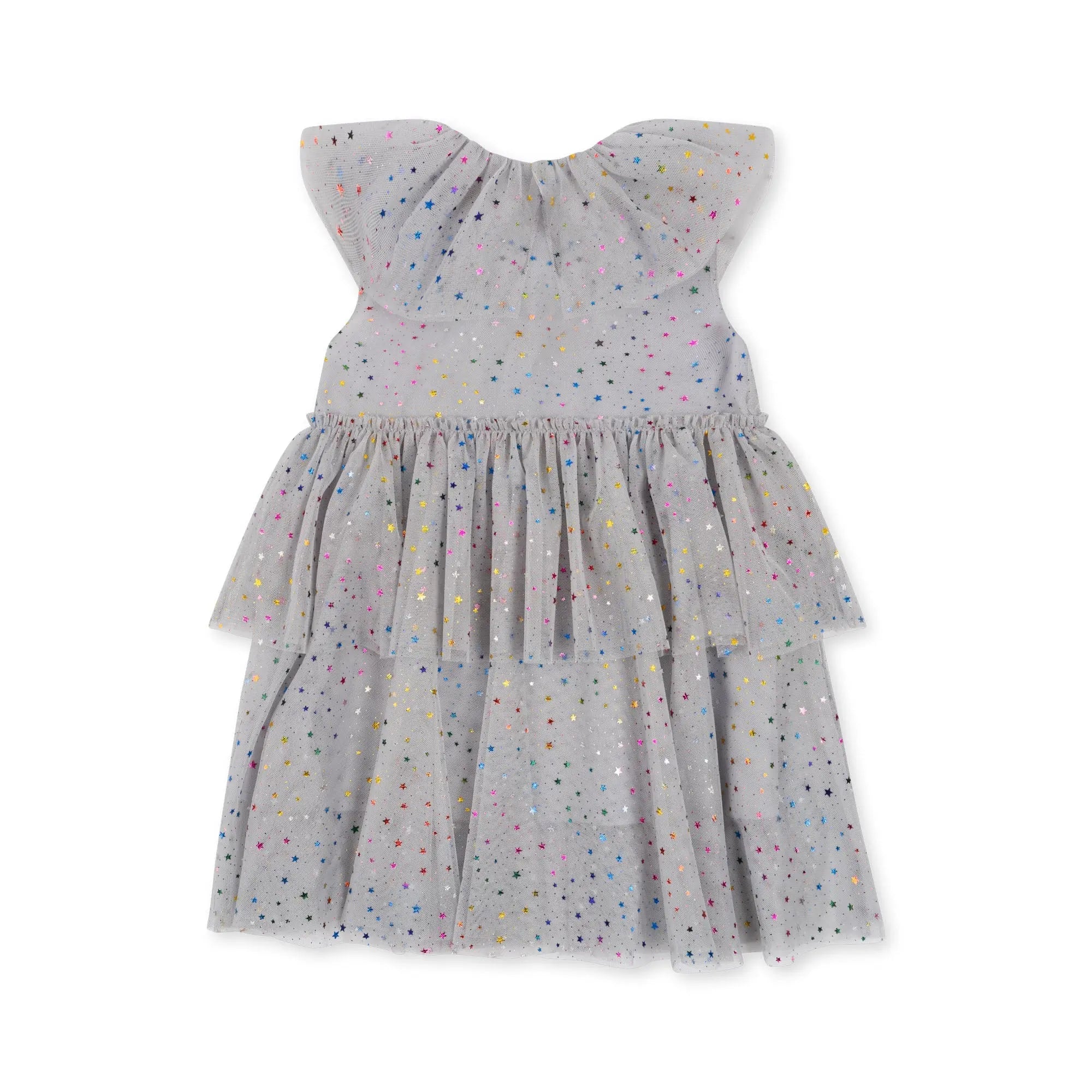 Fairy Dress With Frill Details, Two-Tier, Rounded Collar, Soft Cotton Inside Layer, Crisp Tulle Outer Layers  Konges Sløjd   