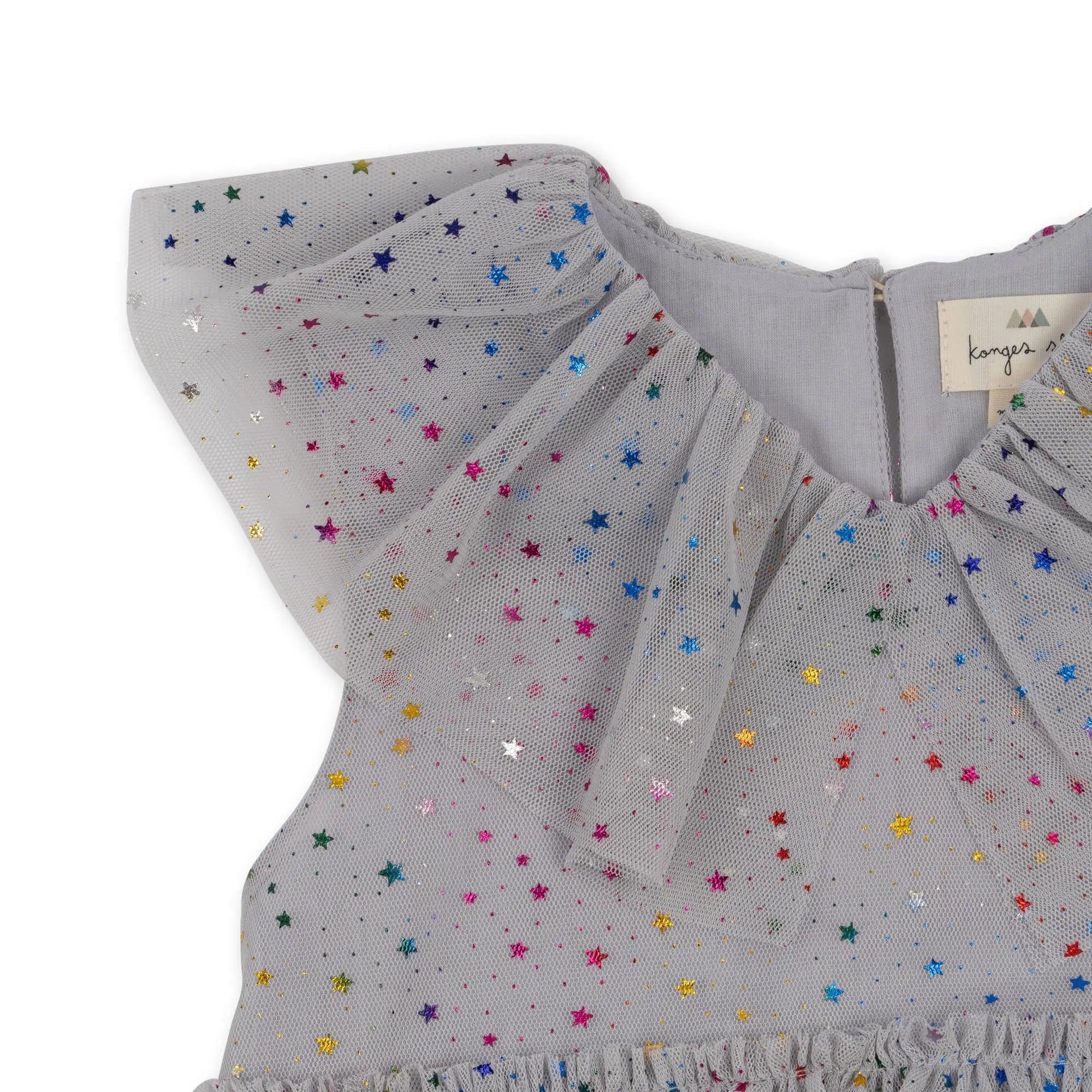 Fairy Dress With Frill Details, Two-Tier, Rounded Collar, Soft Cotton Inside Layer, Crisp Tulle Outer Layers  Konges Sløjd   