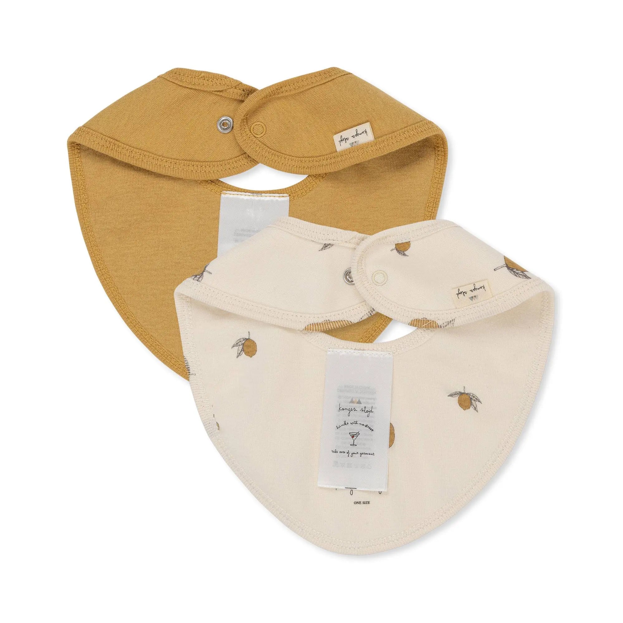 2-Pack Organic Cotton Baby Bibs Lemon  Konges Sløjd   