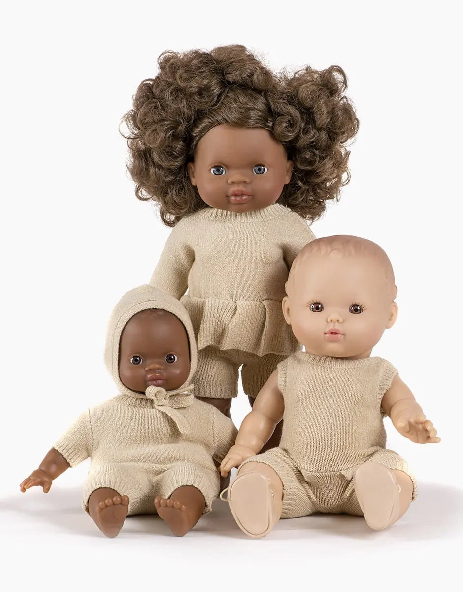 Orlando Knit Doll Romper in Cream  Minikane   