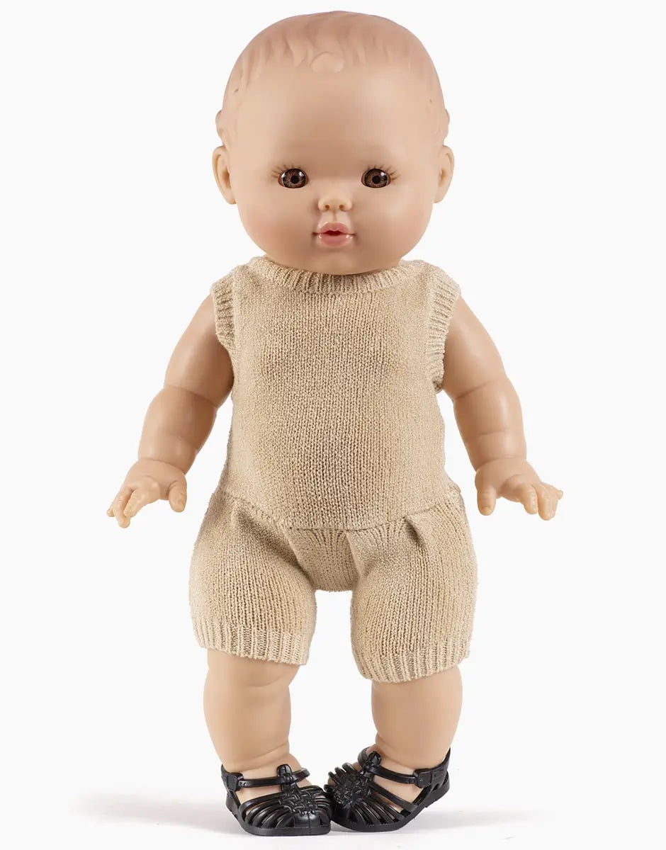 Orlando Knit Doll Romper in Cream  Minikane   