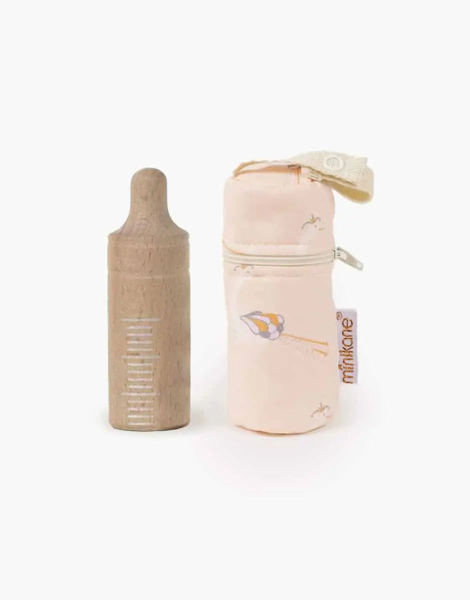 Pink Peacocks Baby Bottle Holder, Wooden Baby Bottle, Floral Nursery Decor  Minikane   