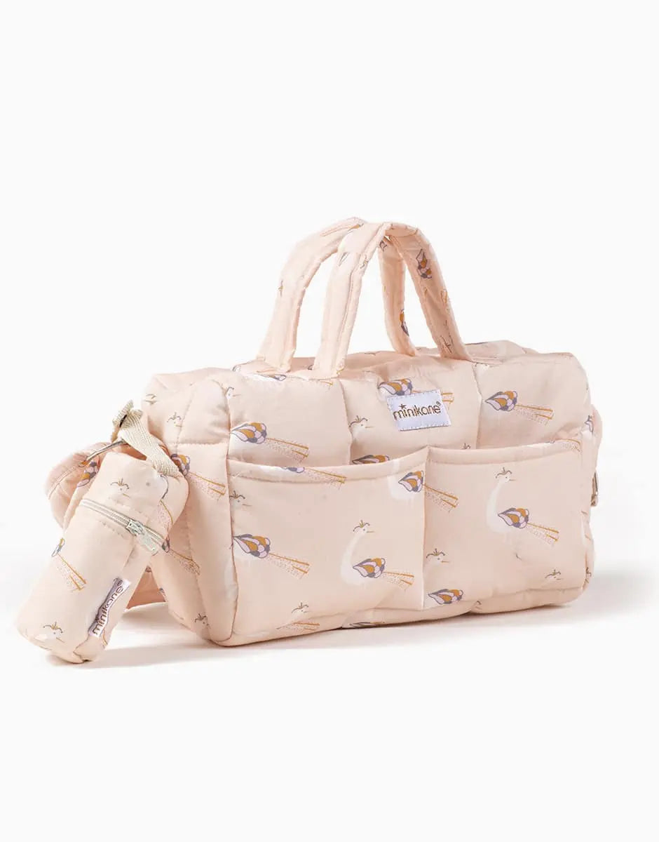 Pink Peacocks Baby Bottle Holder, Wooden Baby Bottle, Floral Nursery Decor  Minikane   