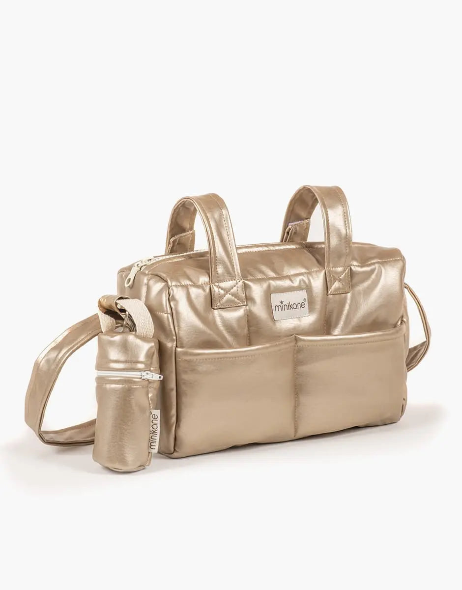 Bronze Imitation Leather Baby Bottle Holder, Wooden Bottle, Bottle Stabilizer  Minikane   