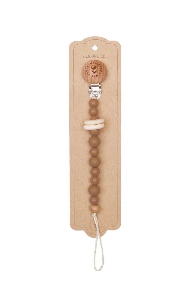 Eva Silicone Pacifier Clip - Taup  Mrs.Ertha   