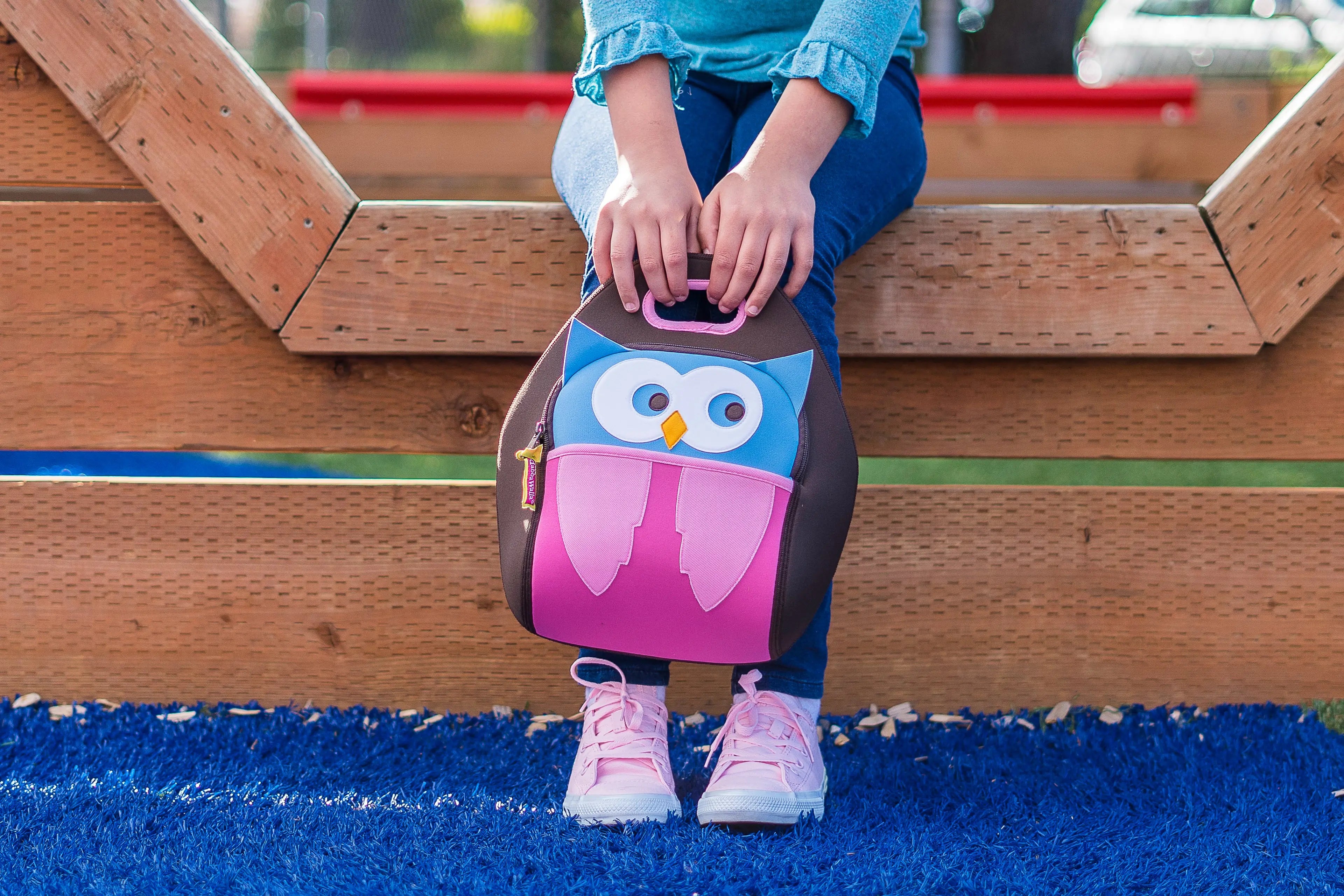 Hoot Owl Lunch Bag - Brown and Pink,Safety Harness, Kids Backpack Lunch Bag Dabbawalla   