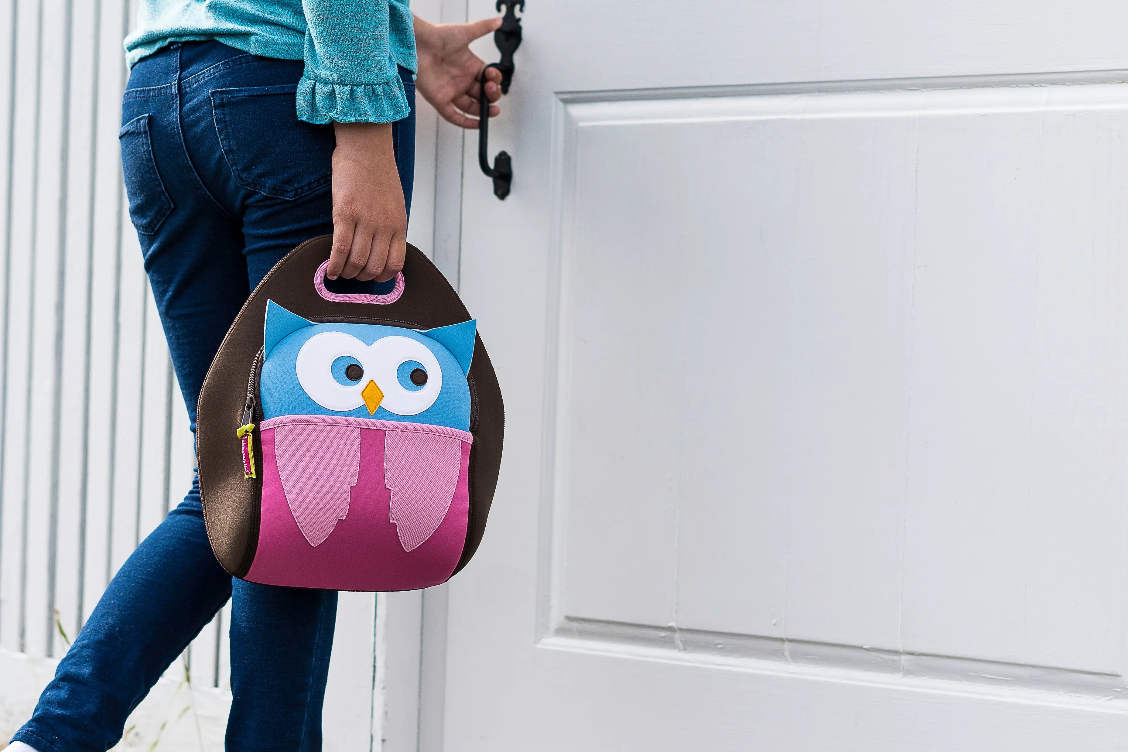 Hoot Owl Lunch Bag - Brown and Pink,Safety Harness, Kids Backpack Lunch Bag Dabbawalla   
