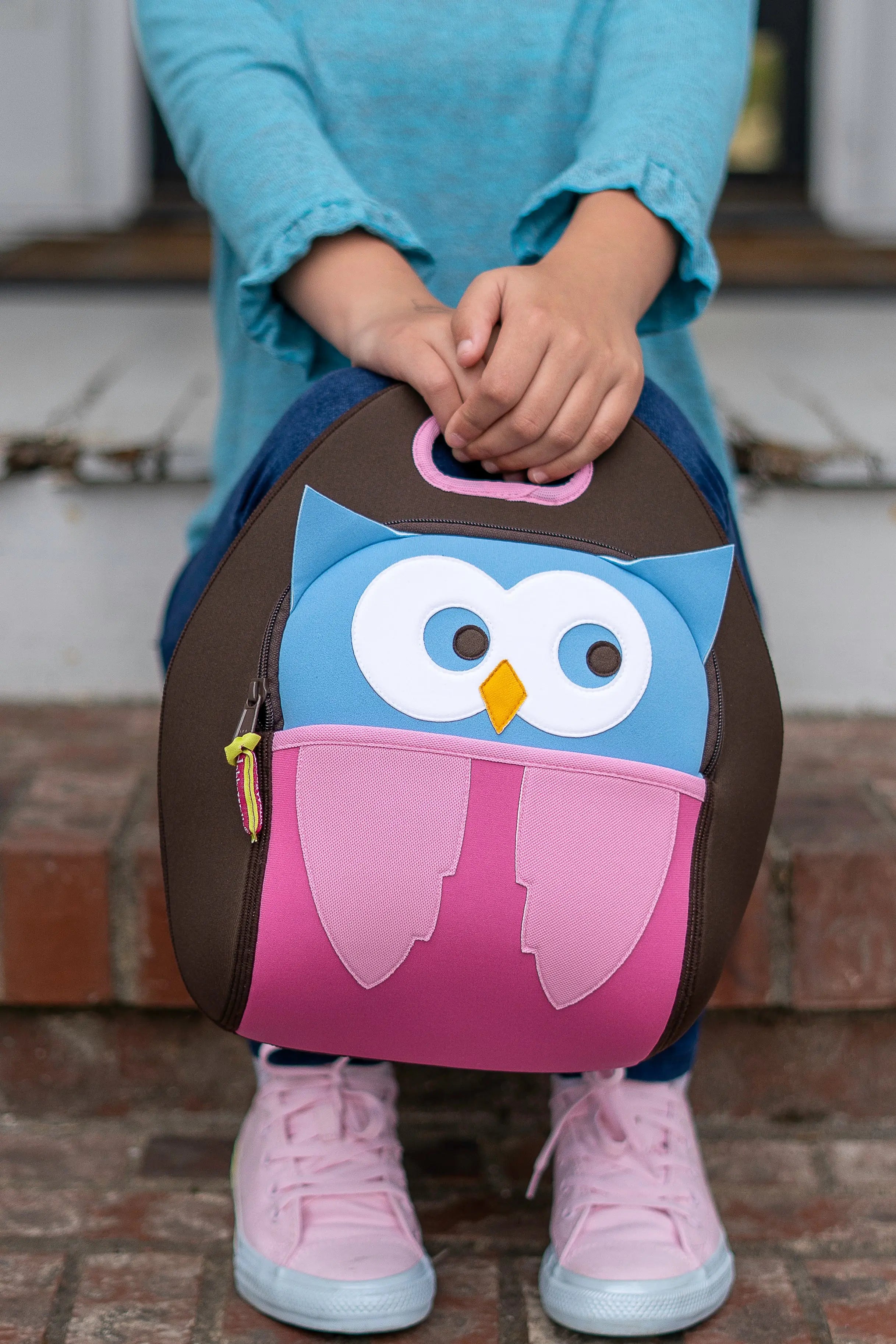 Hoot Owl Lunch Bag - Brown and Pink,Safety Harness, Kids Backpack Lunch Bag Dabbawalla   