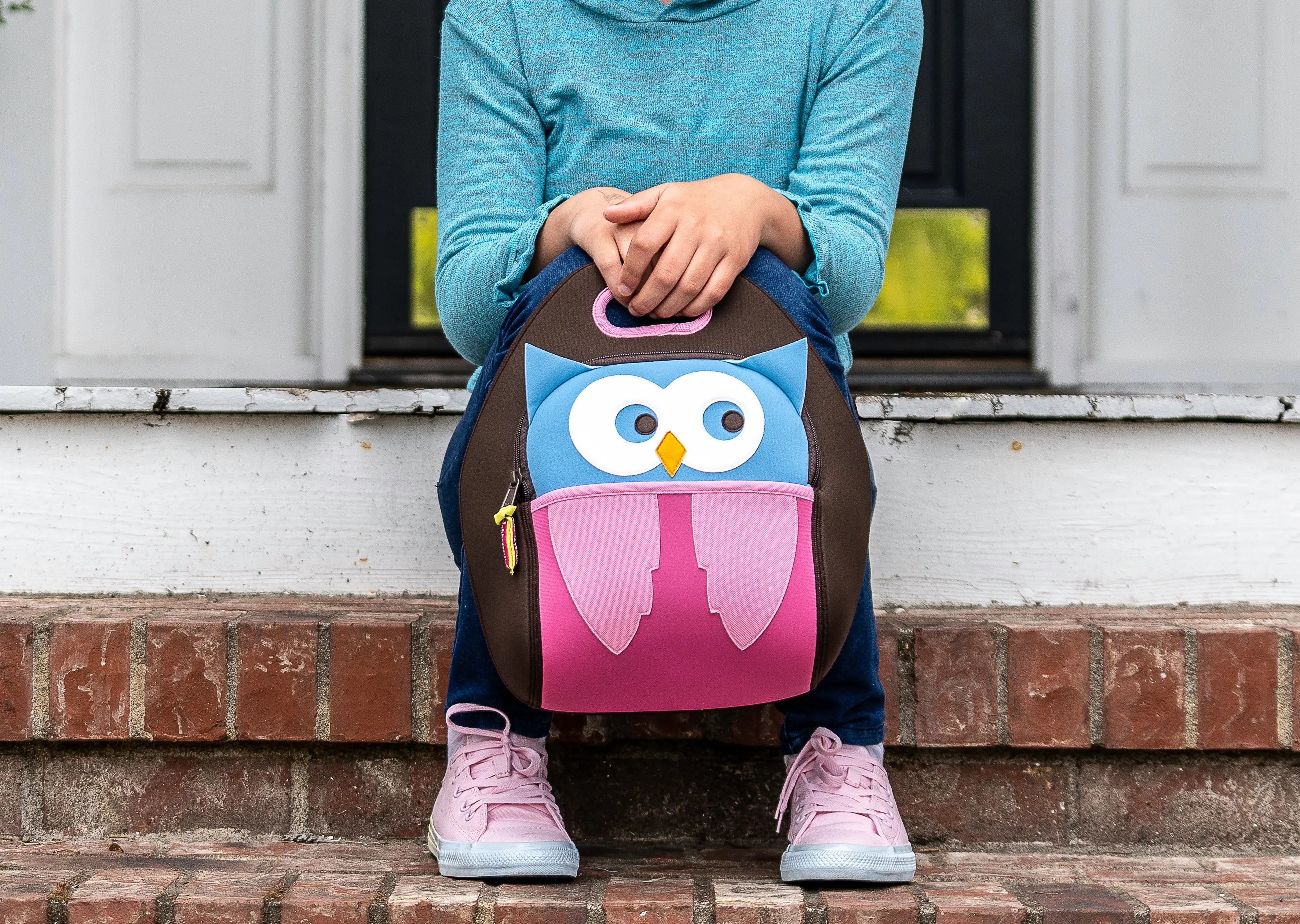 Hoot Owl Lunch Bag - Brown and Pink,Safety Harness, Kids Backpack Lunch Bag Dabbawalla   