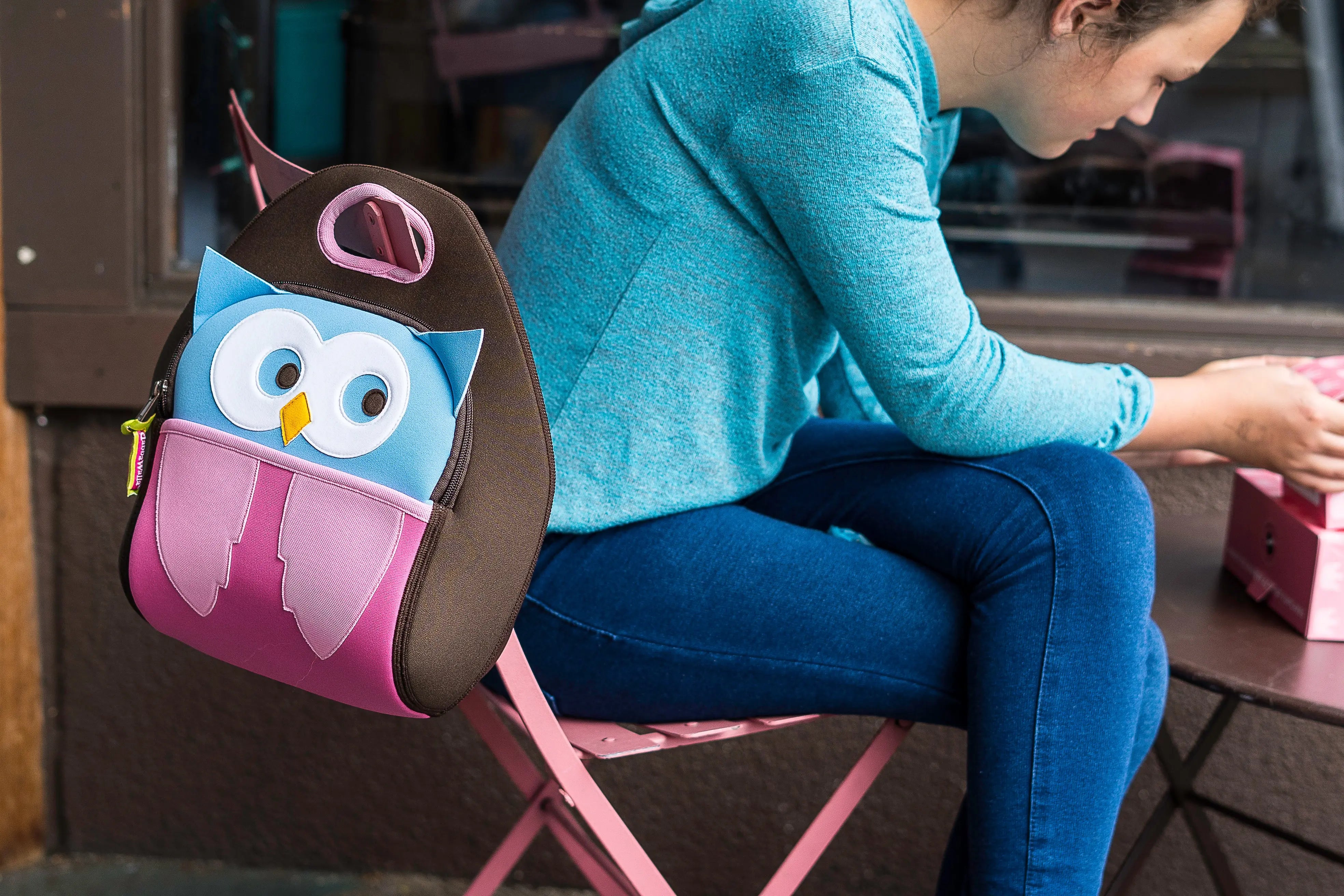 Hoot Owl Lunch Bag - Brown and Pink,Safety Harness, Kids Backpack Lunch Bag Dabbawalla   