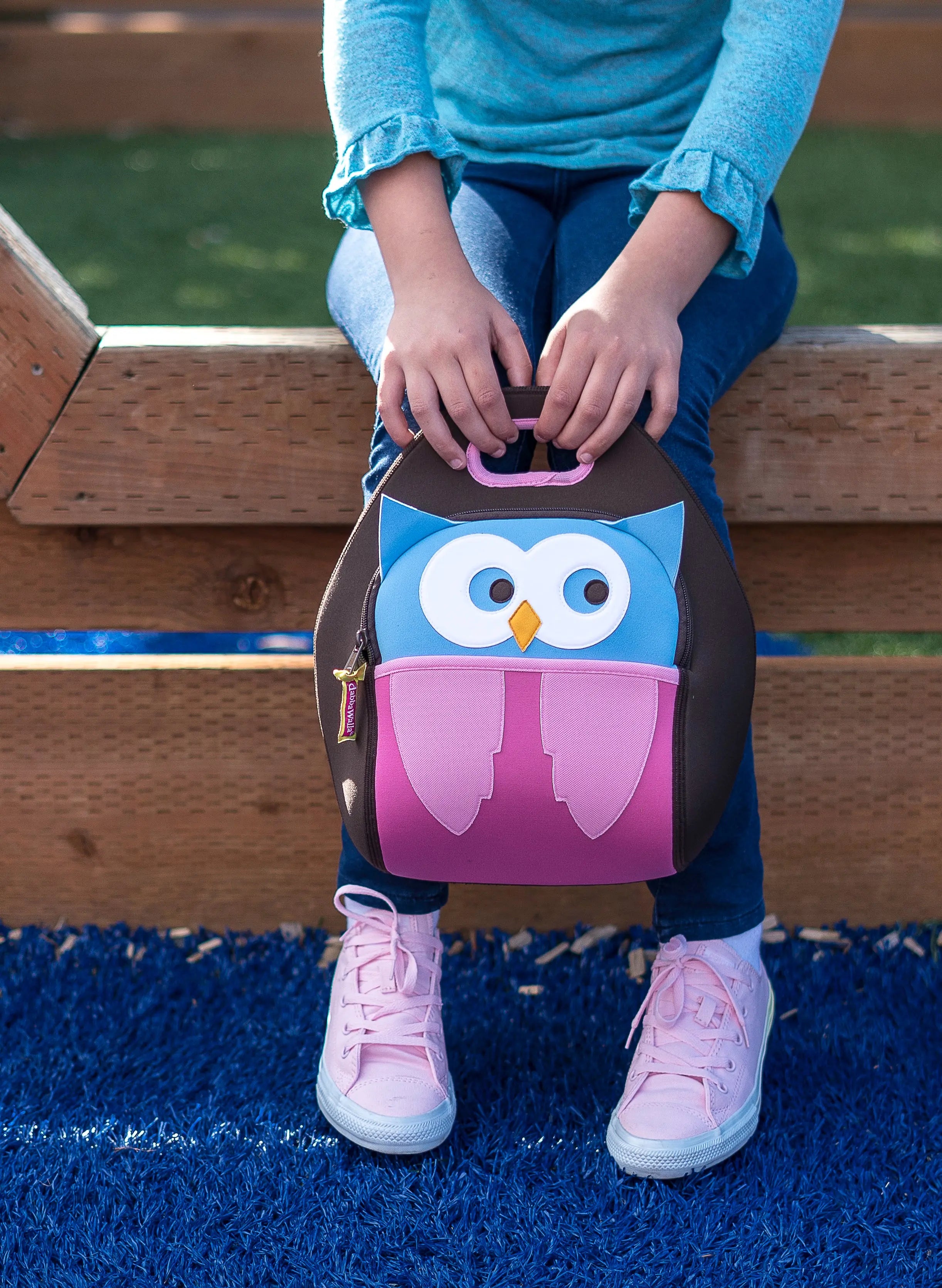 Hoot Owl Lunch Bag - Brown and Pink,Safety Harness, Kids Backpack Lunch Bag Dabbawalla   