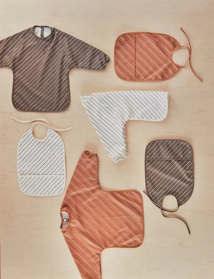 Waterproof Striped Bibs - Pack of 2 - Caramel & Mellow Bib Striped OYOY   