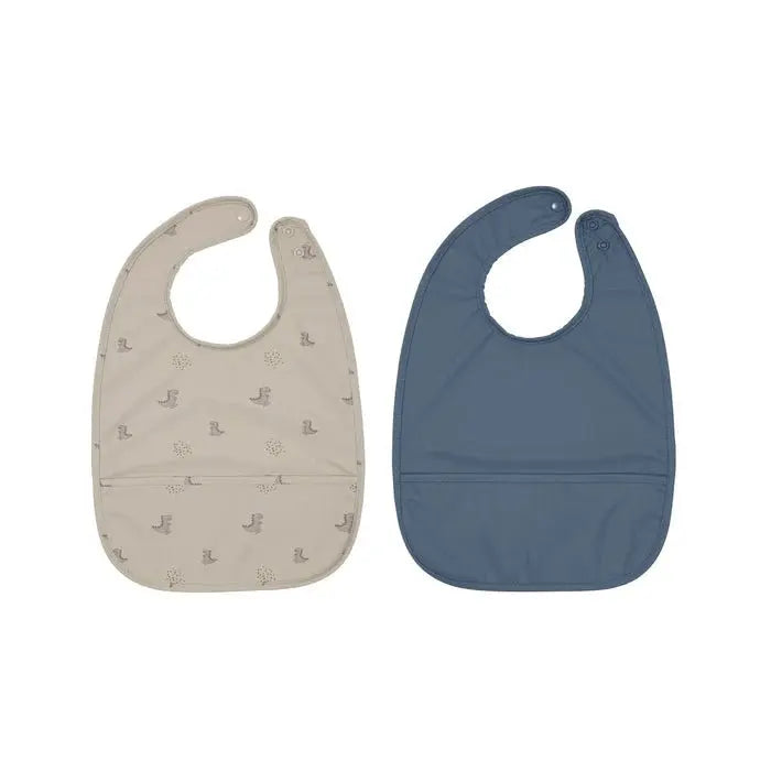 Dino Waterproof Bib 2 Pack Set - Clay and Blue  OYOY   