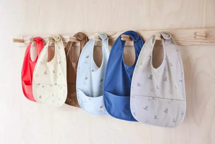 Dino waterproof Bib 2 Pack Set - Dusty Green and Caramel  OYOY   