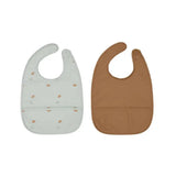 Dino waterproof Bib 2 Pack Set - Dusty Green and Caramel  OYOY   