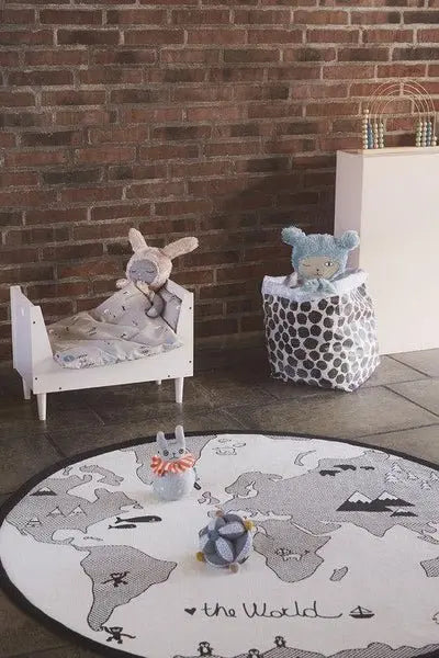 Hopsi Bunny Doll - Light Grey / Rose, Knitted Cotton Body, Handmade Bunny Plush, Kids Toy  OYOY   