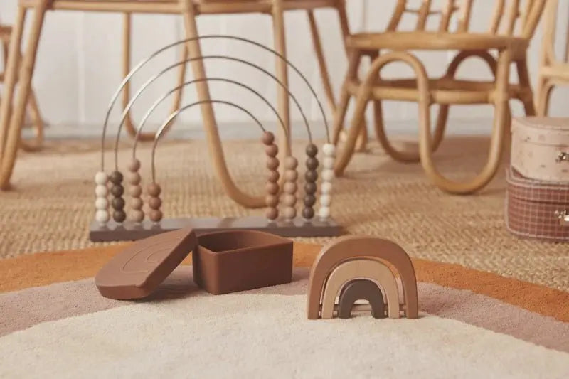 Handmade Rainbow Rattle - Nature, Wooden Baby Toy, Eco-Friendly, Organic  OYOY   