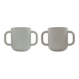Pack of 2 Kappu Cups - Clay/Pale Mint, Adorned with OYOY Figures, Scandinavian Inspired Kappu Cup - Pack of 2 OYOY   