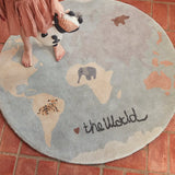 The World Rug, Multi, Animal Illustrations, Kids Room Detail, Calming Color Scheme RUG OYOY   