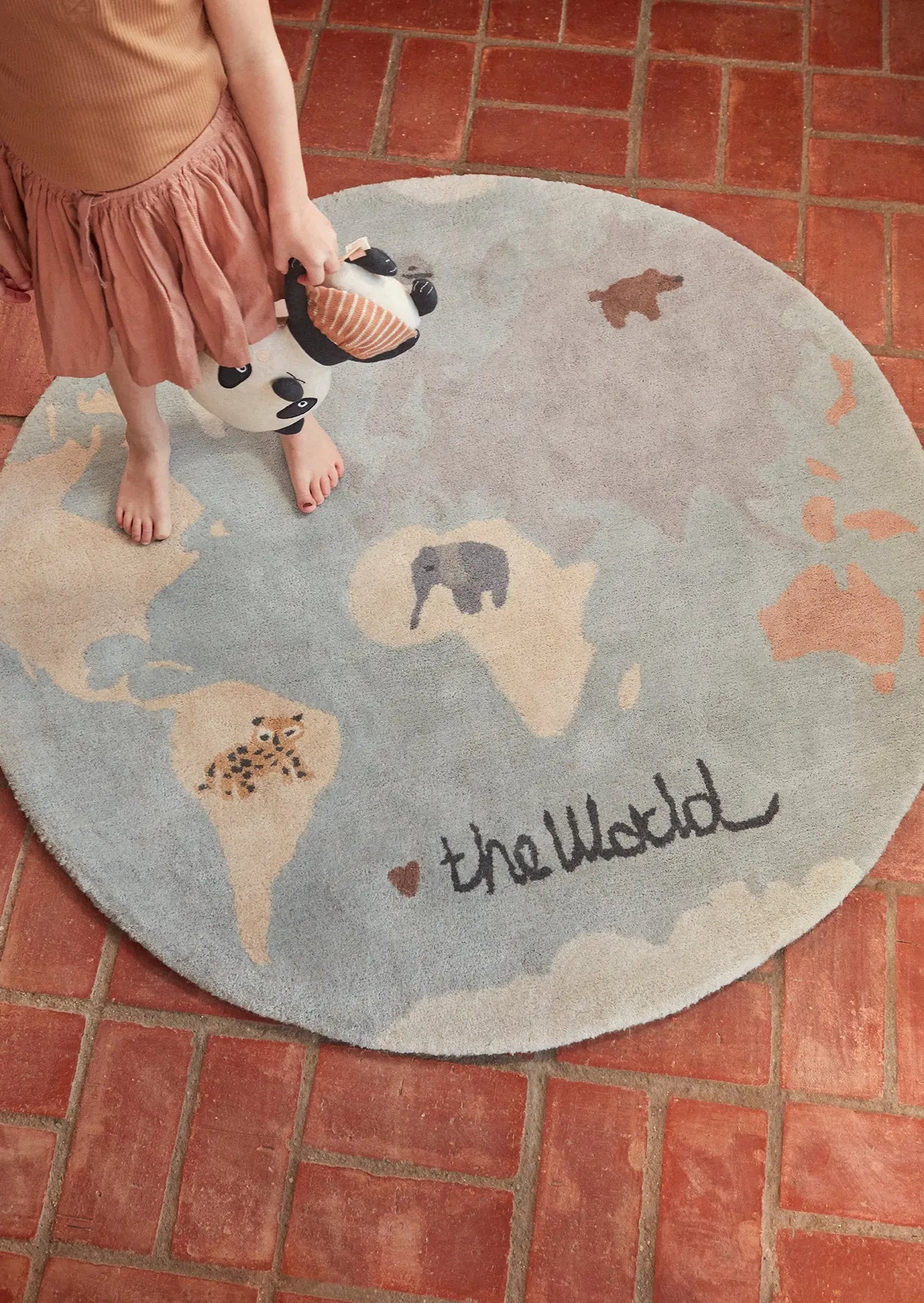 The World Rug, Multi, Animal Illustrations, Kids Room Detail, Calming Color Scheme RUG OYOY   