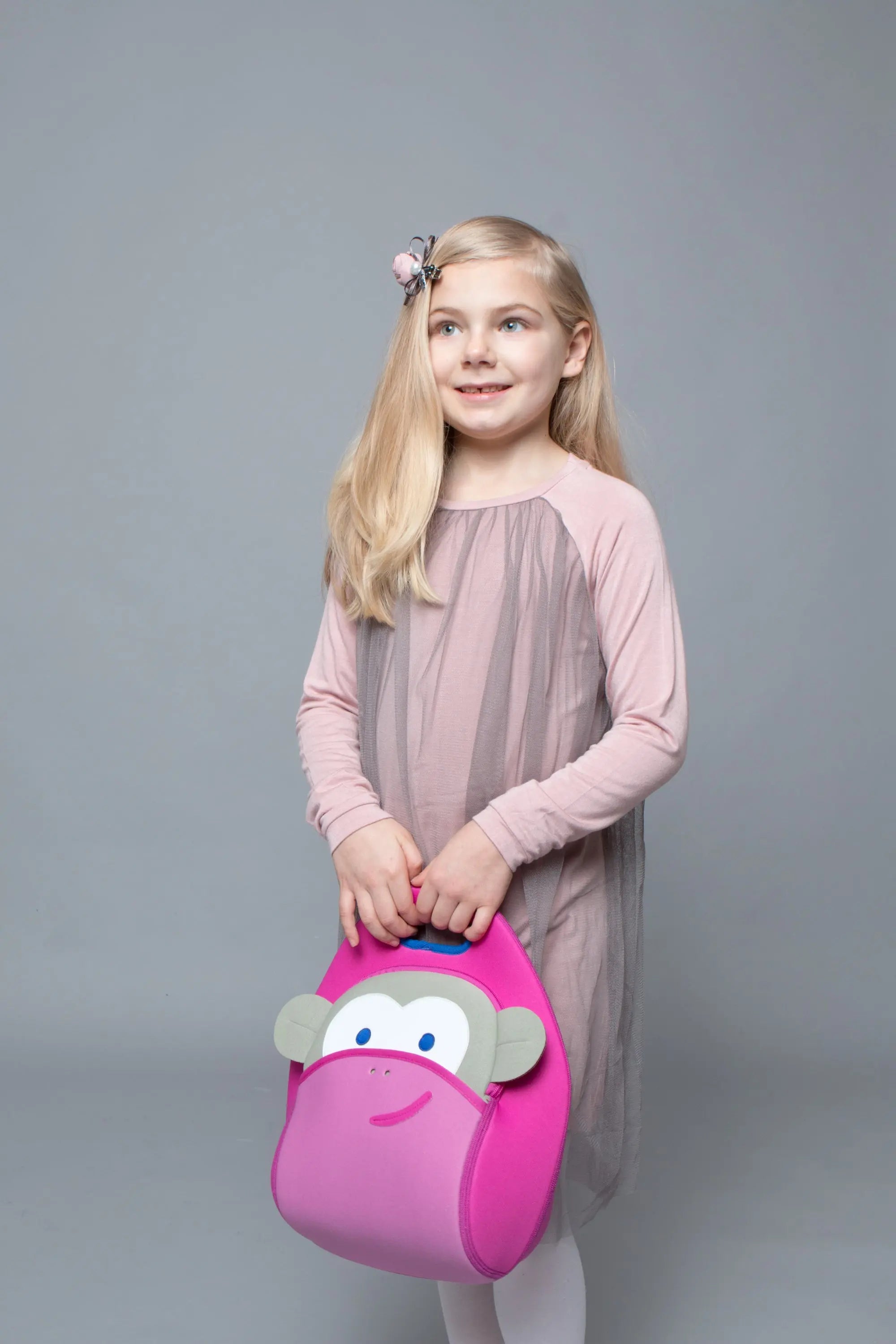 Pink Monkey Lunch Bag,Safety Harness, Kids Backpack, Travel Bag Lunch Bag Dabbawalla   