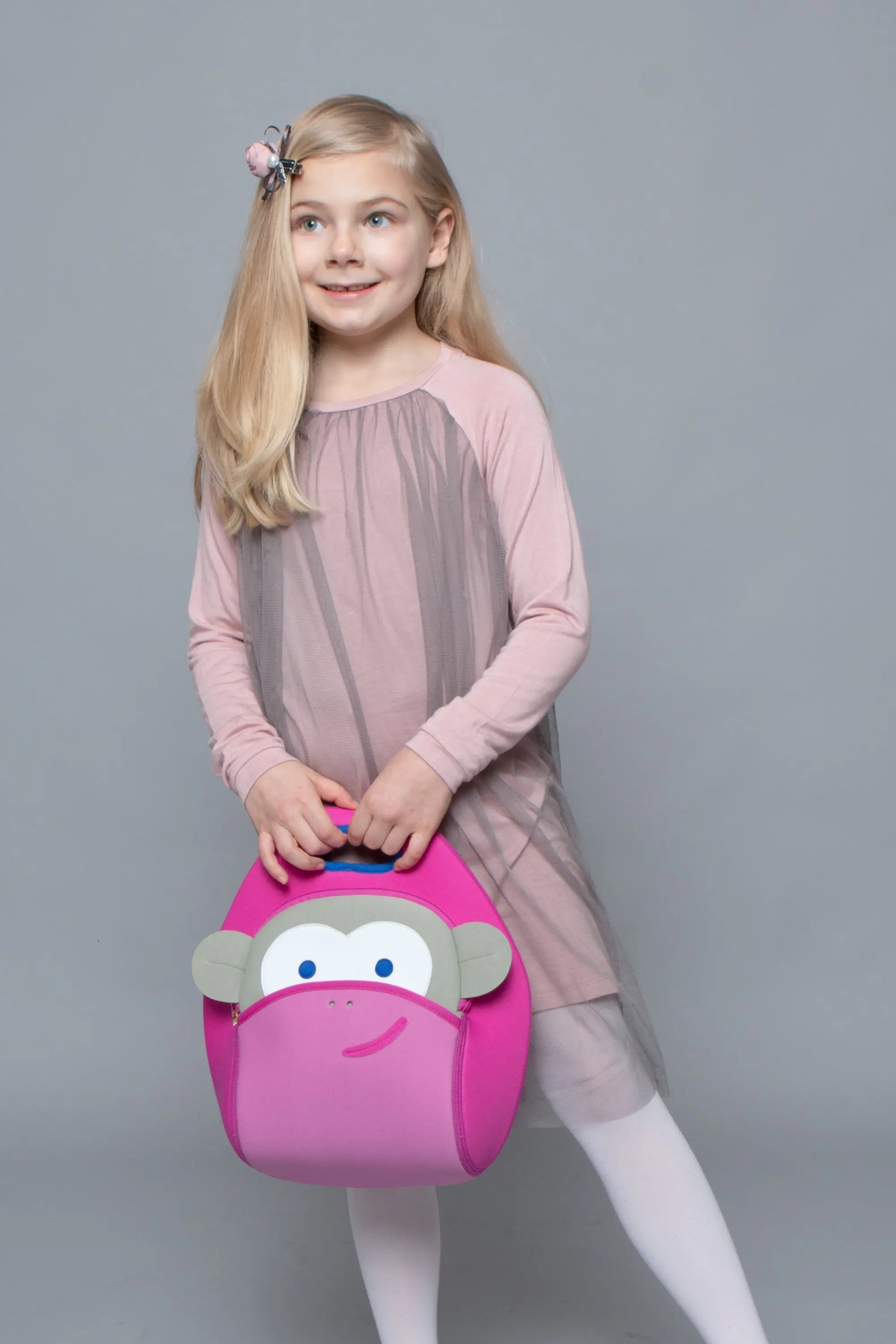 Pink Monkey Lunch Bag,Safety Harness, Kids Backpack, Travel Bag Lunch Bag Dabbawalla   