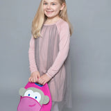 Pink Monkey Lunch Bag,Safety Harness, Kids Backpack, Travel Bag Lunch Bag Dabbawalla   