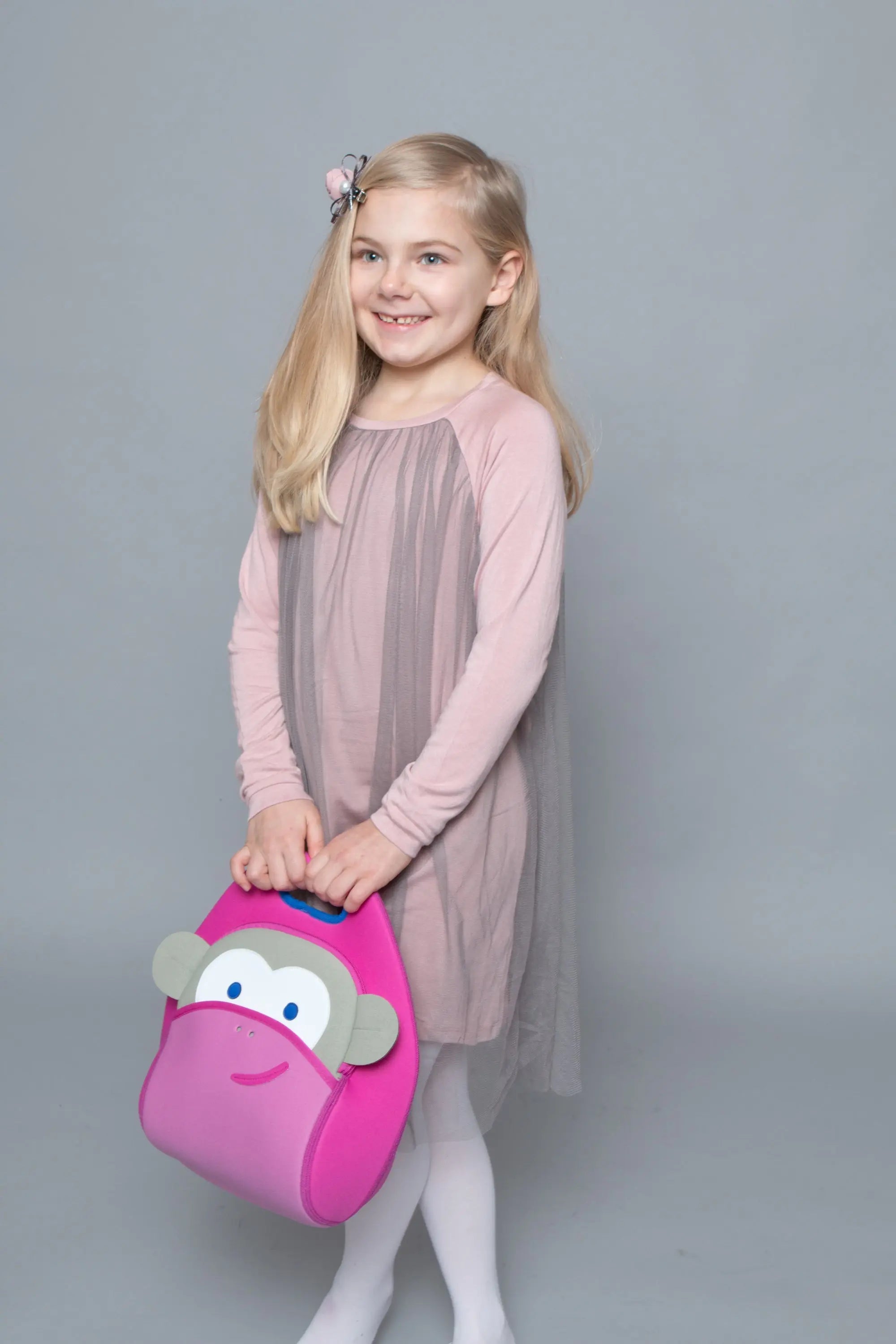 Pink Monkey Lunch Bag,Safety Harness, Kids Backpack, Travel Bag Lunch Bag Dabbawalla   